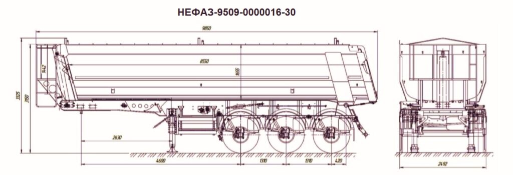 Полуприцеп самосвал Нефаз 9509 30 - технические характеристики